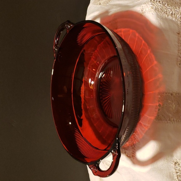 Anchor Hocking Coronation Ruby Red Depression Glass Serving Bowl - Picture 13 of 13